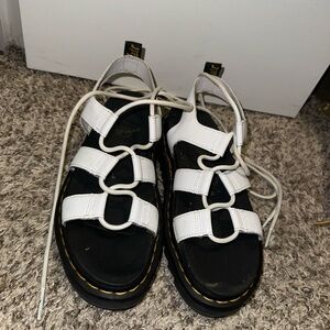 Dr. Martens Black and White Strappy Sandals